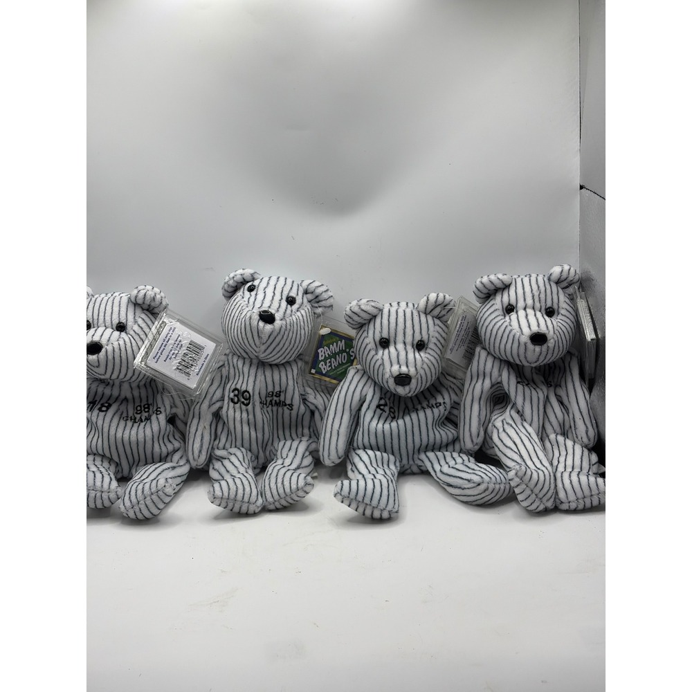 Bamm Beano's 1998 World Series Champs Plush Bear Set Brosius Martinez Strawberry